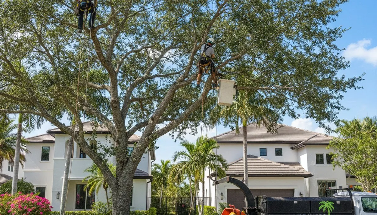 Professional tree removal service in Boca Raton FL safely cutting and clearing large trees