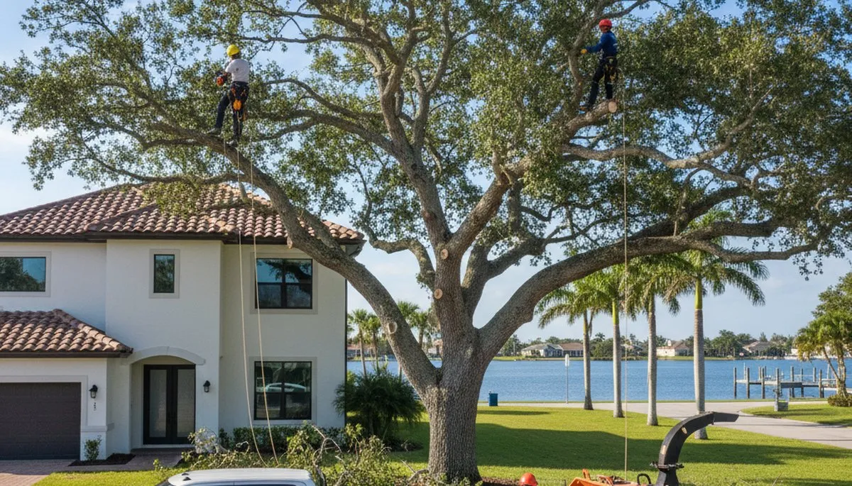 Professional tree removal service in Boca Raton FL safely cutting and clearing large trees